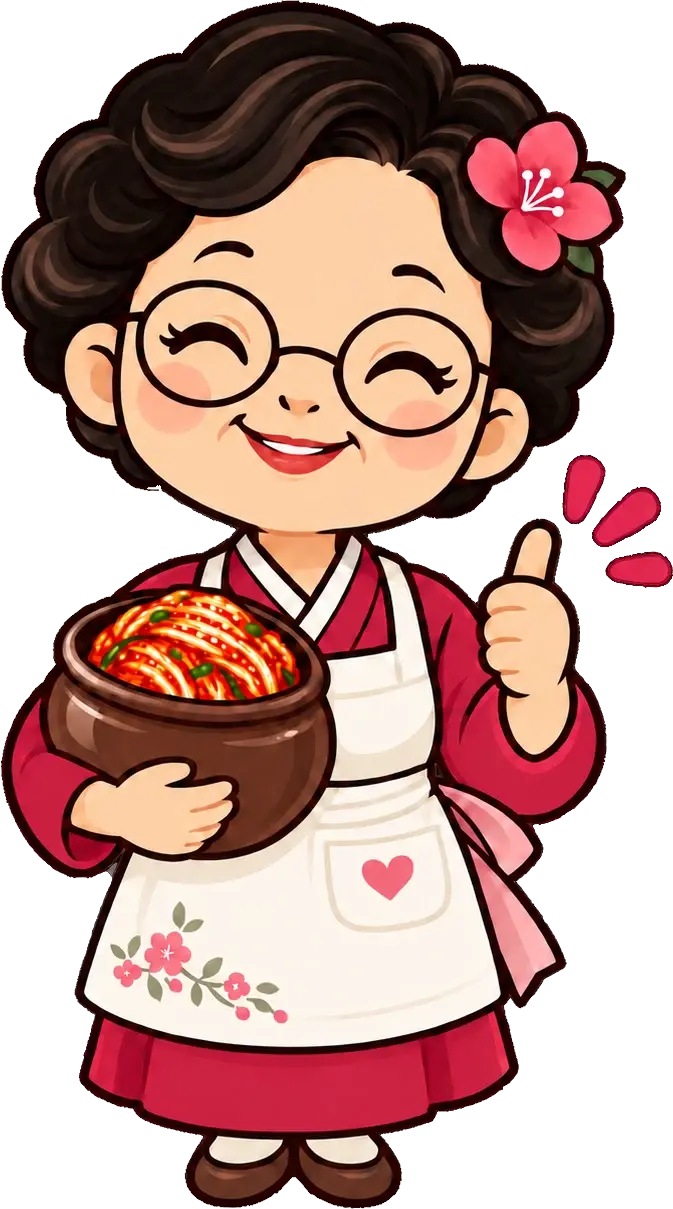 Illustration: Halmoni mit einem Krug Kimchi